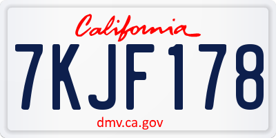 CA license plate 7KJF178