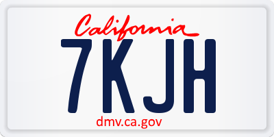 CA license plate 7KJH