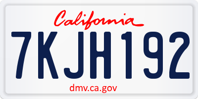 CA license plate 7KJH192