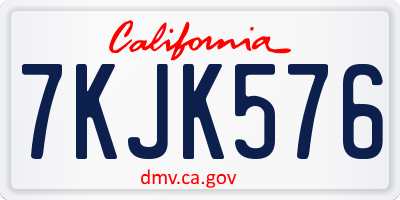 CA license plate 7KJK576
