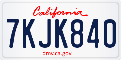 CA license plate 7KJK840