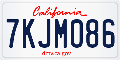 CA license plate 7KJM086