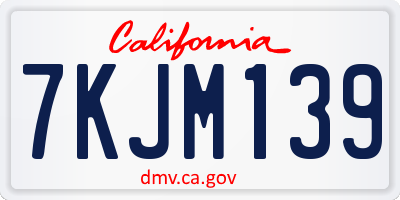 CA license plate 7KJM139