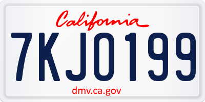 CA license plate 7KJO199
