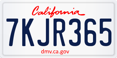 CA license plate 7KJR365