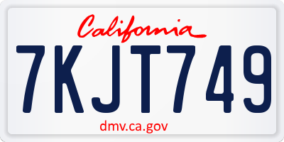 CA license plate 7KJT749