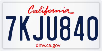 CA license plate 7KJU840