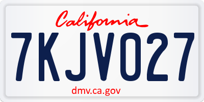 CA license plate 7KJV027