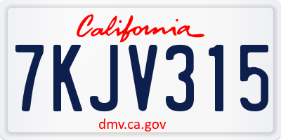 CA license plate 7KJV315