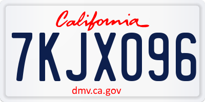 CA license plate 7KJX096
