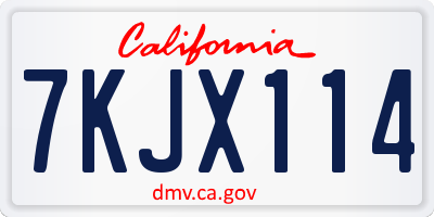 CA license plate 7KJX114