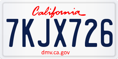 CA license plate 7KJX726