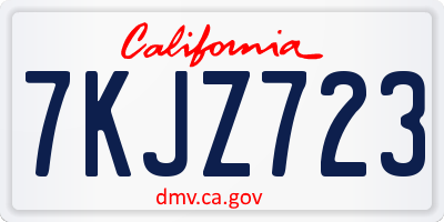 CA license plate 7KJZ723