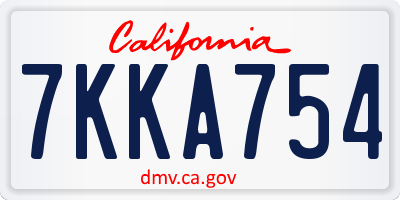 CA license plate 7KKA754