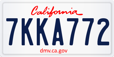 CA license plate 7KKA772