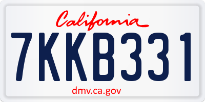 CA license plate 7KKB331