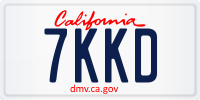 CA license plate 7KKD