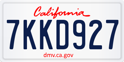 CA license plate 7KKD927