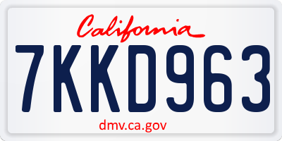 CA license plate 7KKD963
