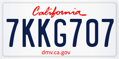 CA license plate 7KKG707