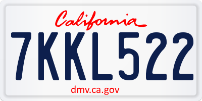 CA license plate 7KKL522