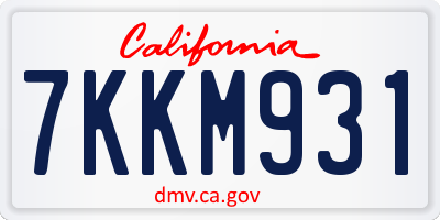 CA license plate 7KKM931