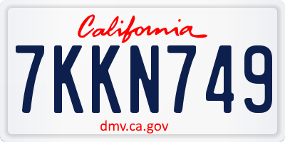 CA license plate 7KKN749