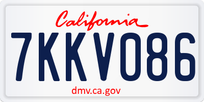 CA license plate 7KKV086