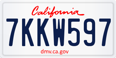 CA license plate 7KKW597