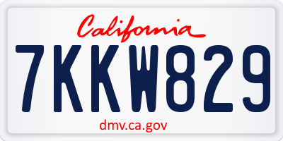 CA license plate 7KKW829