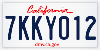 CA license plate 7KKY012