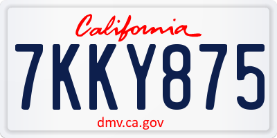 CA license plate 7KKY875
