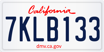 CA license plate 7KLB133