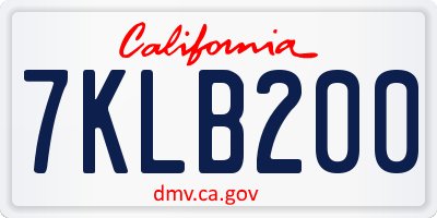 CA license plate 7KLB200