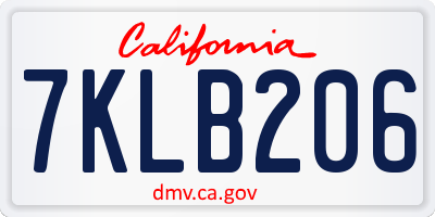 CA license plate 7KLB206