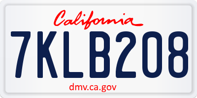 CA license plate 7KLB208