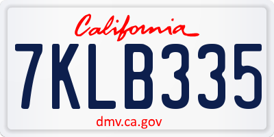 CA license plate 7KLB335