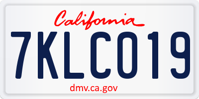 CA license plate 7KLC019
