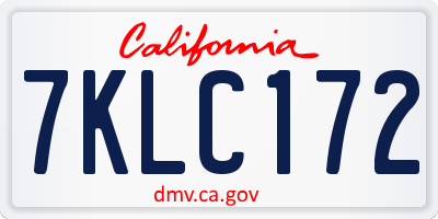 CA license plate 7KLC172