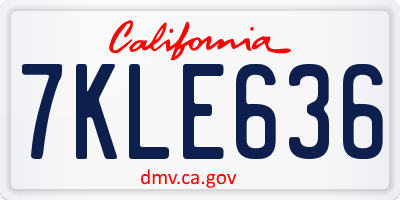 CA license plate 7KLE636