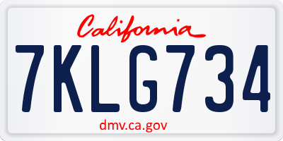CA license plate 7KLG734
