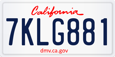 CA license plate 7KLG881