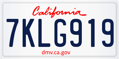 CA license plate 7KLG919