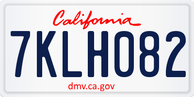CA license plate 7KLH082
