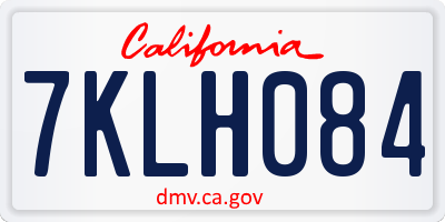 CA license plate 7KLH084