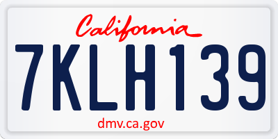 CA license plate 7KLH139