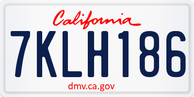 CA license plate 7KLH186
