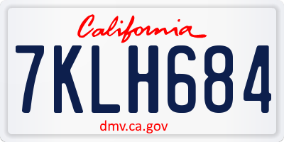 CA license plate 7KLH684