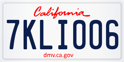 CA license plate 7KLI006
