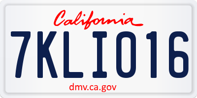 CA license plate 7KLI016